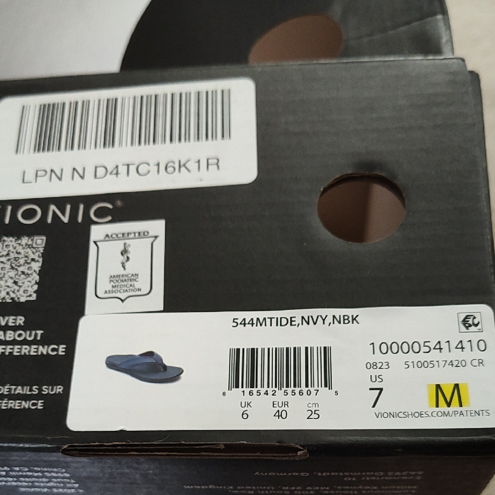 Vionic Navy and Black Flip Flop Sandals - Picture 2 of 4